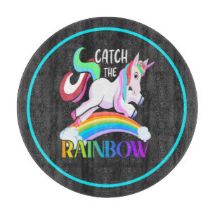 Tabla De Cortar Atrapa el diseño de Unicornio de Arcoíris