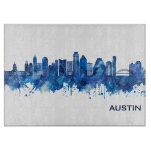 Tabla De Cortar Austin Texas Skyline Blue