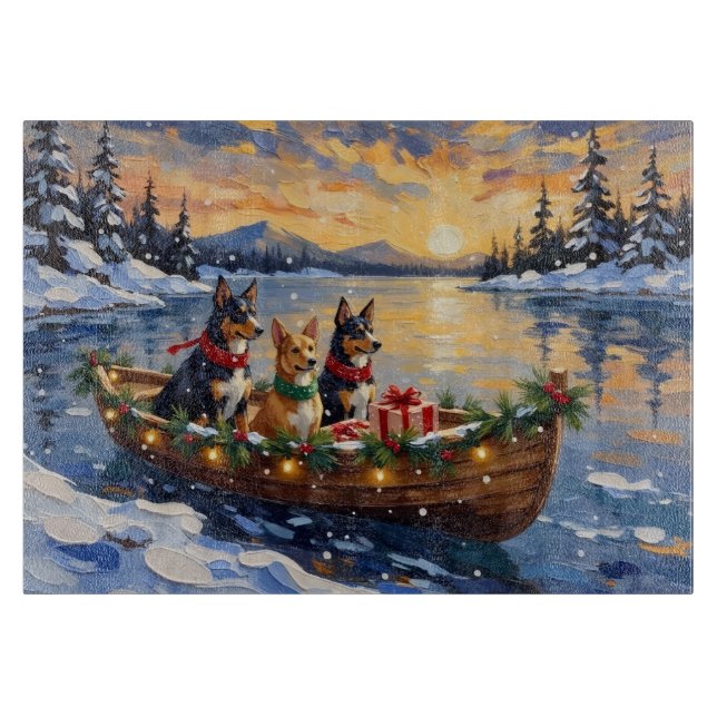 Tabla De Cortar Australian Kelpie Christmas Boat Holiday (Anverso)