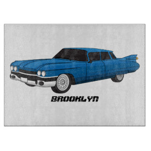 Tabla De Cortar Auto clásico azul fresco de 1959