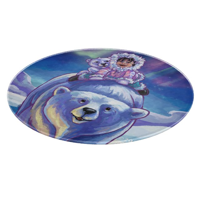 Tabla De Cortar Autobús de oso polar (Borde)