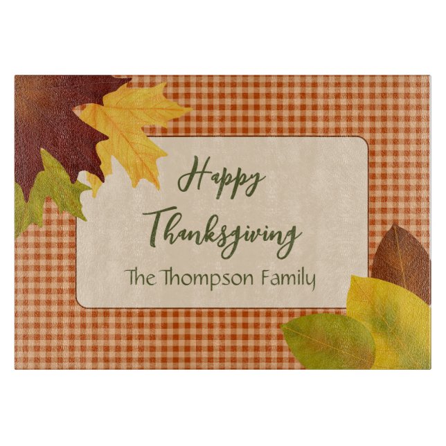 Tabla De Cortar Autumn Gingham Thankding Cutting Board (Anverso)