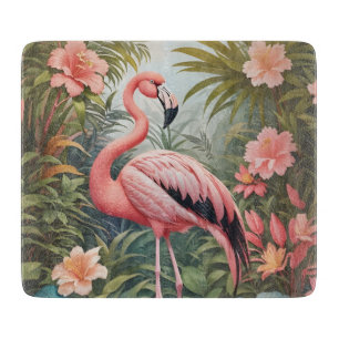 Tabla De Cortar Ave grandiosa rosa tropical Flamingo