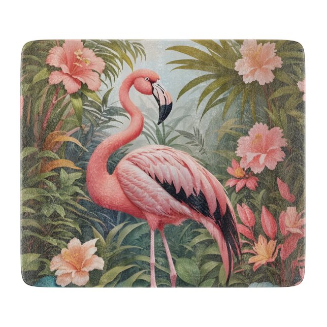 Tabla De Cortar Ave grandiosa rosa tropical Flamingo (Anverso)