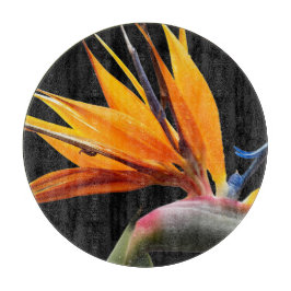 Tabla De Cortar Ave naranja de la planta de paraíso floral
