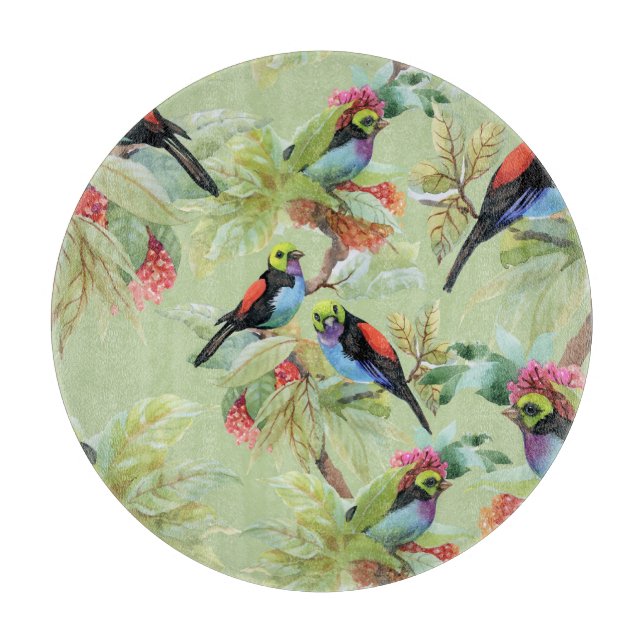 Tabla De Cortar Aves con flores de verano: patrón tropical (Anverso)