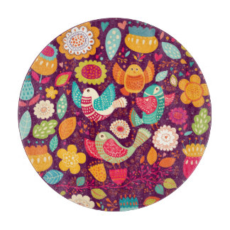 Tabla De Cortar Aves hermosas, flores, poster artístico