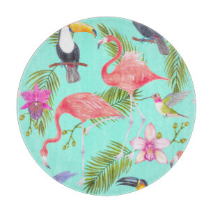 Tabla De Cortar Aves tropicales: acuarela sin soldadura.