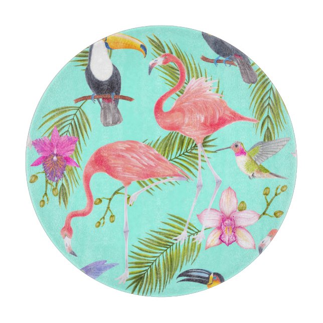 Tabla De Cortar Aves tropicales: acuarela sin soldadura. (Anverso)