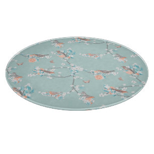 Tabla De Cortar Aves y flores