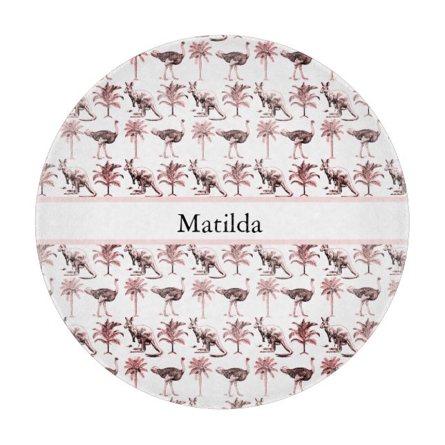 Tabla De Cortar avestruces y canguros, personalizable (Anverso)