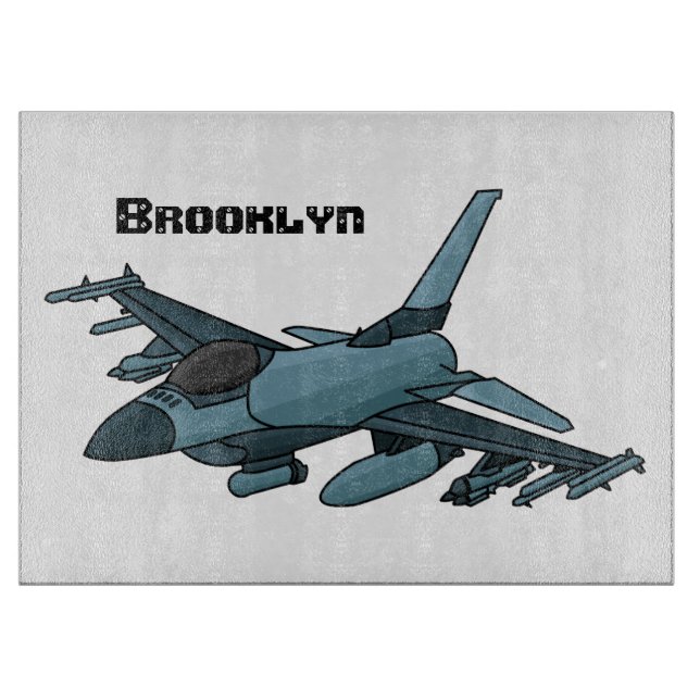 Tabla De Cortar Avión de combate militar dibujo animado (Anverso)