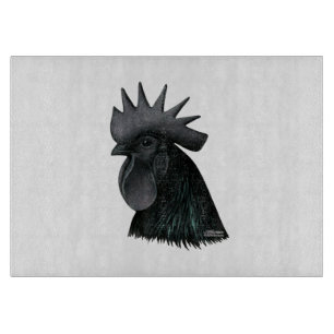 Tabla De Cortar Ayam Cemani Rooster Head