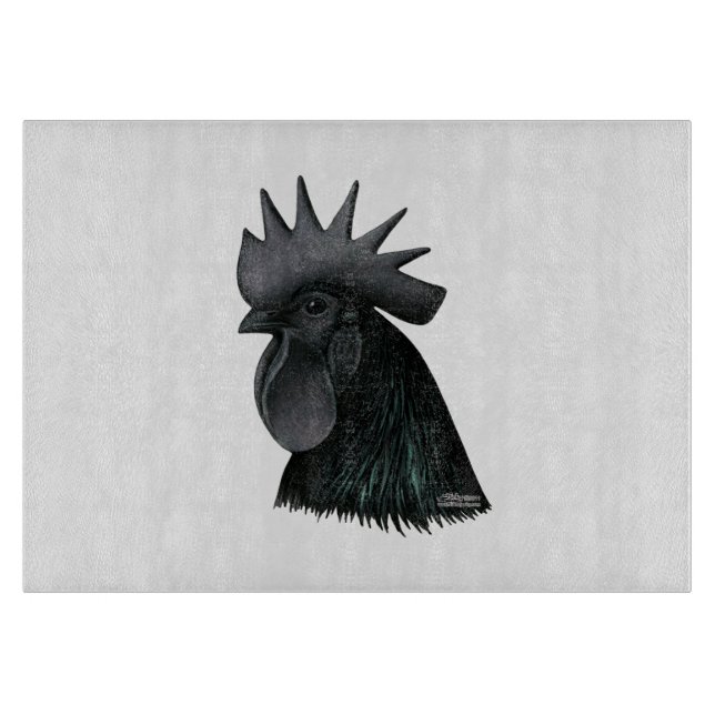 Tabla De Cortar Ayam Cemani Rooster Head (Anverso)