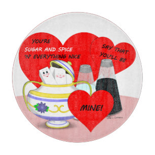 Tabla De Cortar Azúcar y Especias - Arte de Tarjeta de San Valentí