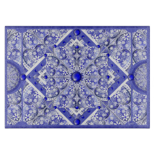 Tabla De Cortar Azul de encaje cerámico de Grecia