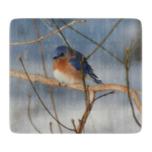 Tabla De Cortar Azul de Pájaro Invernal Naturaleza