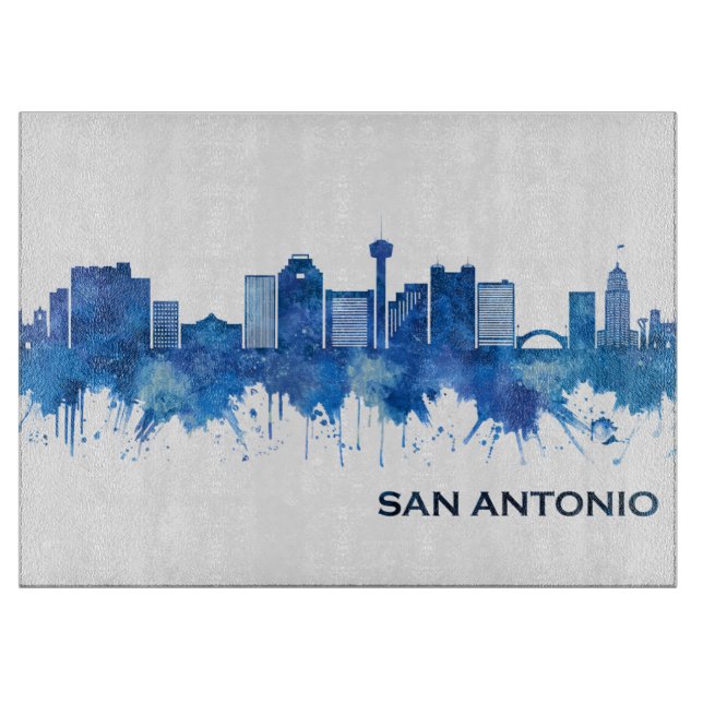 Tabla De Cortar Azul de San Antonio Texas (Anverso)
