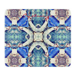 Tabla De Cortar azul del modelo de los corazones de la mandala