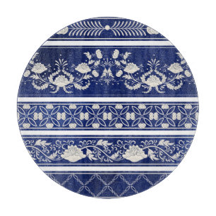 Tabla De Cortar Azul floral chino: fronteras acuáticas vintage