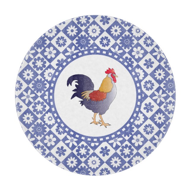 Tabla De Cortar Azul francés y blanco de la cocina del país del (Anverso)