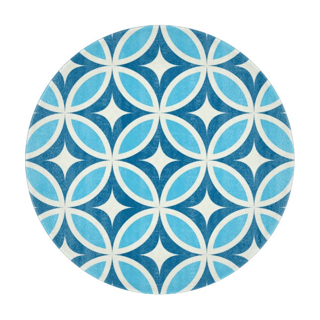 Tabla De Cortar Azul marino geométrico moderno de mediados de sigl (Anverso)