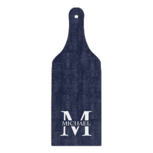 Tabla De Cortar Azul Marino Monograma Personalizado y Nombre
