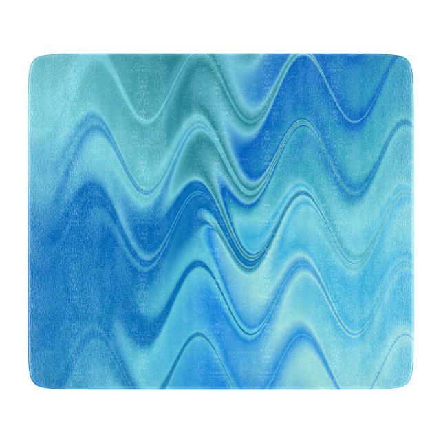 Tabla De Cortar Azul Ondulado Abstracto (Anverso)
