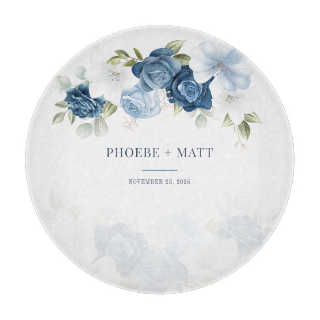 Tabla De Cortar Azul Polvoriento Floral Flor Eucalipto Suculento (Anverso)