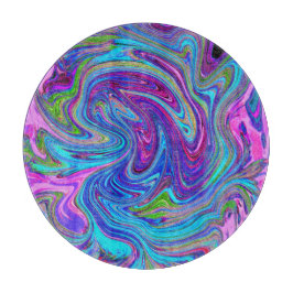 Tabla De Cortar Azul, rosa y morado Groovy Resumen de arte retro