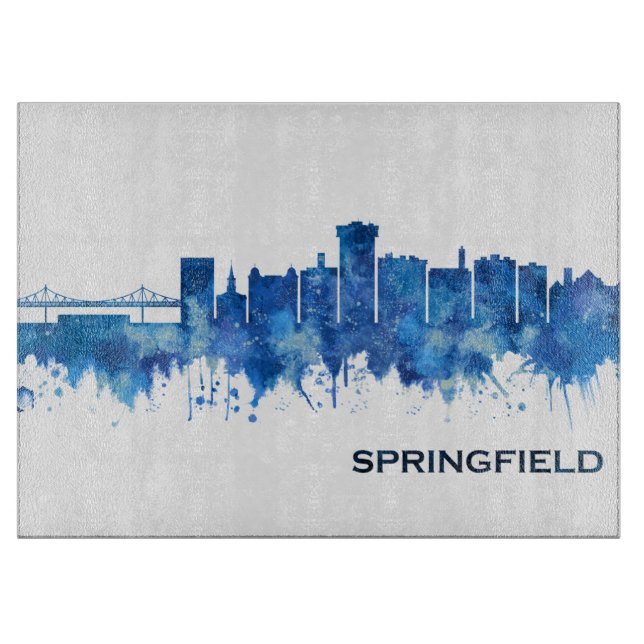 Tabla De Cortar Azul Skyline de Springfield Missouri (Anverso)
