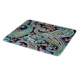 Tabla De Cortar Azul y Amarillo Sueño Vintage Paisley