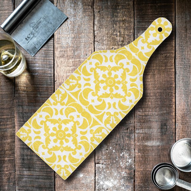 Tabla De Cortar Azulejos amarillos Mediterráneo portugués (Yellow Azulejos Portuguese Spanish Mediterranean Cutting Board)