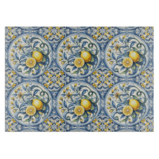 Tabla De Cortar Azulejos blancos azul italiano Amalfi limones