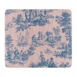 Tabla De Cortar Azulejos de jouy azul y rosa elegante