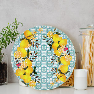Tabla De Cortar Azulejos Mediterráneos Limón Azul