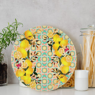 Tabla De Cortar Azulejos Mediterráneos Limón Naranja