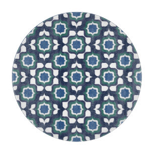 Tabla De Cortar Azulejos Mediterráneos Retro Azul Marino Blanco