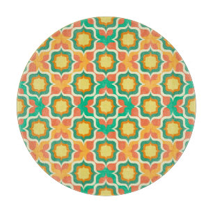 Tabla De Cortar Azulejos Mediterráneos Retro Naranja Verde Amarill