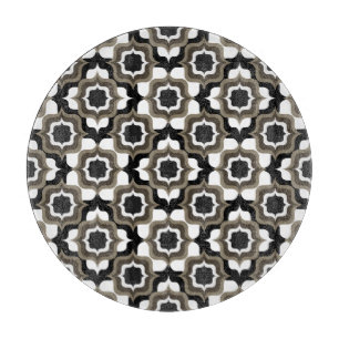 Tabla De Cortar Azulejos Mediterráneos Retro Negro Blanco Gris
