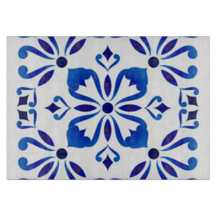 Tabla De Cortar Azure Arabesque Floral Geometry Elegant Coastal