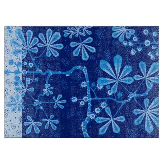 Tabla De Cortar Azure Frost Flower Large Glass Cutting Board (Anverso)