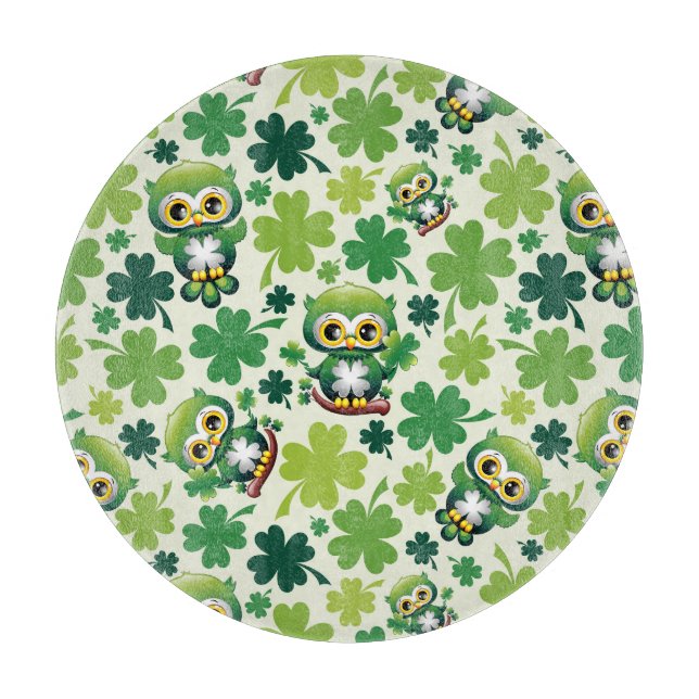 Tabla De Cortar Baby Owl Cute St Patrick Cartoon (Anverso)