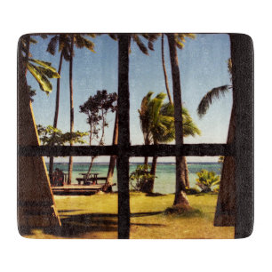 Tabla De Cortar Bahía tropical de la playa de Fiji