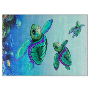Tabla De Cortar Baile de tortugas marinas de tortuga amorosa