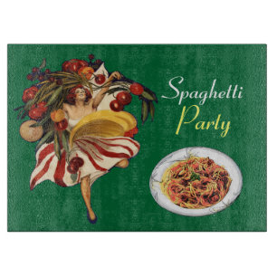 TABLA DE CORTAR BAILE FIESTA DE ESPAGUETTI, COCINA ITALIANA Y TOMA