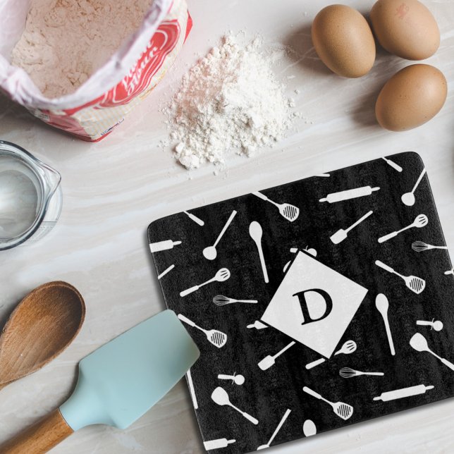 Tabla De Cortar Baking Dad Utensil Pattern Black Cutting Board (Subido por el creador)