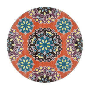Tabla De Cortar Baldosa árabe, patrón de mosaico vintage.
