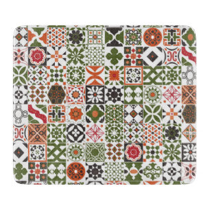 Tabla De Cortar Baldosa marroquí - verde, negro, rojo