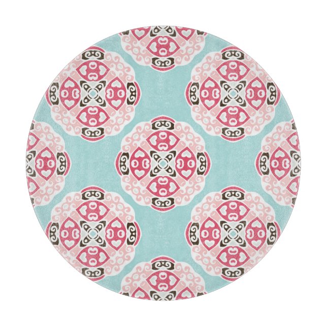 Tabla De Cortar Baldosas abstractas azules: lindas cosechas. (Anverso)